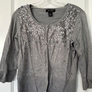 White House Black Market Embellished Cardigan Grey - S